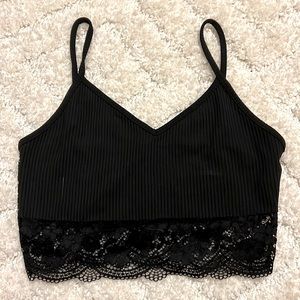 black crop lace tank